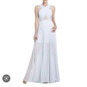 BCBGMAXAZRIA Caia Crystal Blue Chiffon Pleated Dress